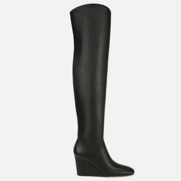 Vince Leather Arlet Over-the-Knee Wedge Boots - Picture 1 of 4
